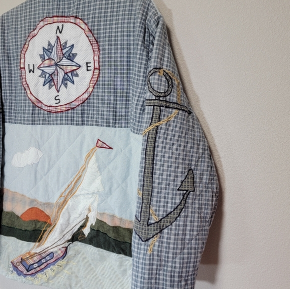 Vintage Patch Magic Nautical Reversible Patchwork Quilted Jacket - Picture 3 of 11